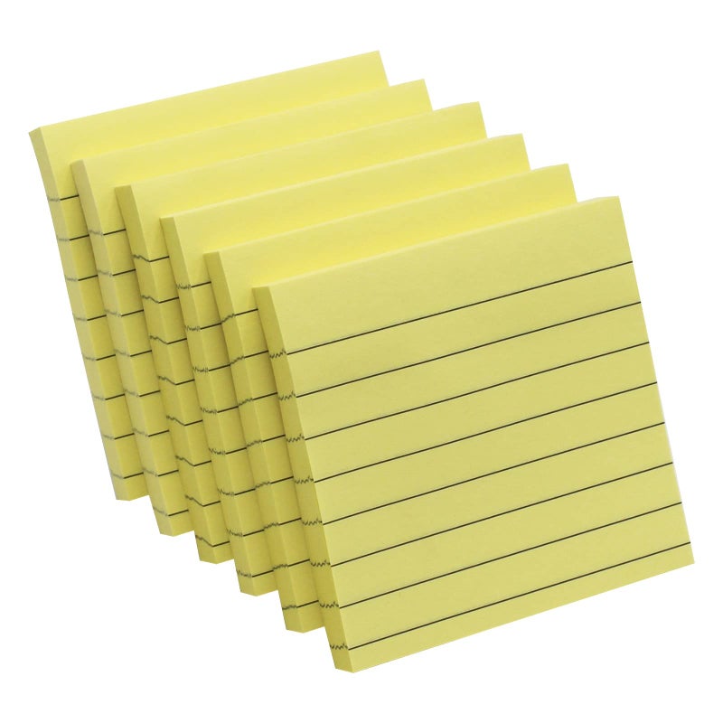 Andoca Lined Sticky Notes  3x3 Inch  600 Sheets Self-Stick Notes  Easy to Post for School  Office  Notebook  Pastel Yellow Color  100 Sheets/Pad - Image 1